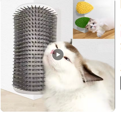 Rascador de Esquina con Cepillo Masajeador para Gatos